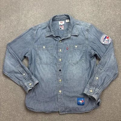 Camisa de mezclilla Levis para mujer pequeña azul vaquero occidental rodeo pestaña roja EE. UU. 90 damas* Foto 1 de 4