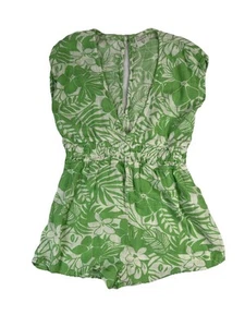 Abercrombie Kids Girls’ Floral Tropical Green & White Swim Cover Up Romper 13/14 - Picture 1 of 4