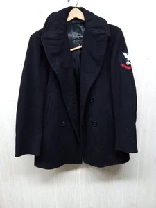 US Navy Issue Peacoat Jacket Mens Size 40 R Black 100% Wool Authentic Vintage - Picture 1 of 8