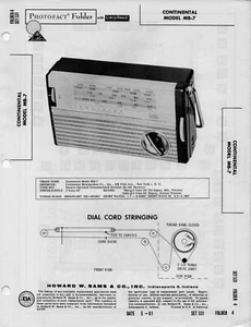 1961 CONTINENTAL MB-7 SHORTWAVE RADIO SERVICE MANUAL PHOTOFACT SCHEMATIC REPAIR - Picture 1 of 1