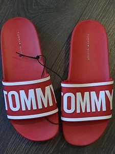 Womens Tommy Hilfiger Size 7 Red Slides Sandles! Sku#84 - Picture 1 of 3