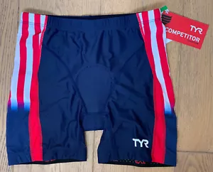 TYR Damen mittelrot weiß blau 6" Tri Shorts KONKURRENT hergestellt USA TEAM USA neu - Bild 1 von 9