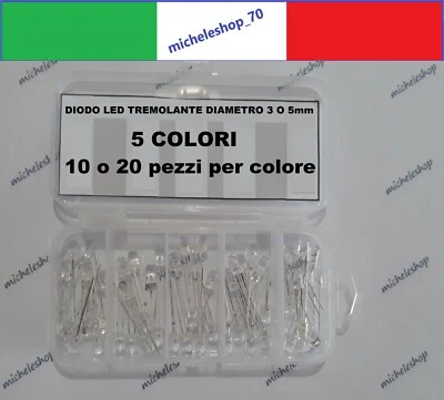 50 100 X diodo led tremolante in KIT BOX lente trasparente flickering LED diode