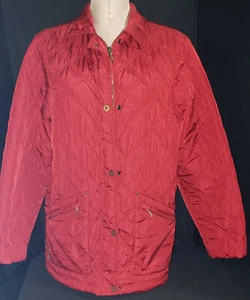 RALPH LAUREN Womens Quilted Sem-Puff Jacket Coat Red Size Large Zip/Button - Picture 1 of 12
