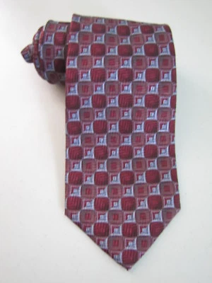 Gravata Patrick James SEDA VERMELHA CINZA PADRÃO GEOMÉTRICO LUXO GRAVATA FORMAL CLÁSSICA - Imagem 1 de 4
