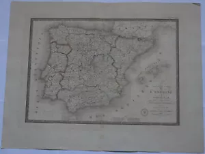 Original 1838 Spain + Portugal - Brue Atlas 25" x 21" huge map - Antique - Picture 1 of 3