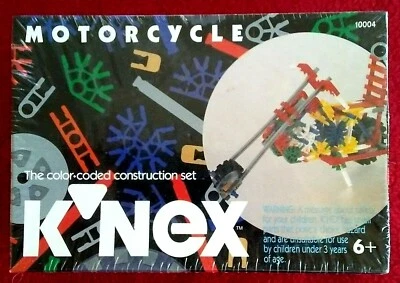 K'NEX Motorcycle 1992 Vintage Color Coded Building Set 10004 NEW Fact Sealed Box - Image 1 of 4
