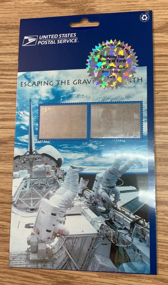 KAPPYSTAMPS USA ESCAPING THE GRAVITY OF EARTH MINT SEALED HOLOGRAM PANE  D214 - Image 1 of 1