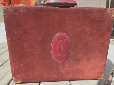 Auténtico Maletín Rígido Must de Cartier Vintage Cuero Borgoña/Nubuck Foto 1 de 4