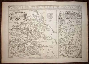 carte geographique ancienne region du BERRY et LIMAGNE par LE CLERC 1605 - Picture 1 of 4