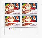 US Noël Père Noël dans une cheminée 29c plaque de timbre bloc de 4 Scott #2579