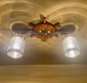 Vintage Lighting 1930s maritime Fresnel ship's wheel ceiling fixture! - Picture 1 of 5