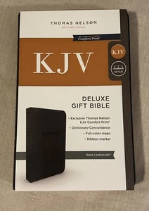 NEW Thomas Nelson KJV Deluxe Gift Bible Black Leathersoft Red Letter - Picture 1 of 4