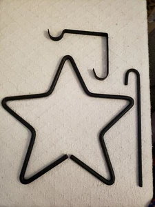 Star Dinner Bell Wrought Iron With Ringer Bracket Mount Country Western Black - Picture 1 of 5