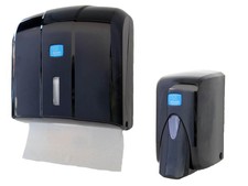 Papierhandtuchspender und Seifenspender 500 ml in edlem schwarz als Set