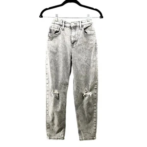 GAP Girls Size 12 Mom Jeans Distressed Gray Wash Retro Adjustable Waist - Picture 1 of 8