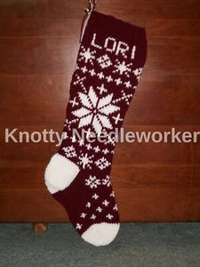 Pattern Only SNOWFLAKE #4 Hand Knitted Christmas Stocking - Picture 1 of 2