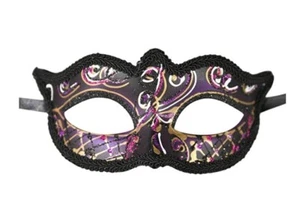 Masquerade Half Mask - Mardi Gras - Black - Costume Accessory- Adult Teen - Picture 1 of 1