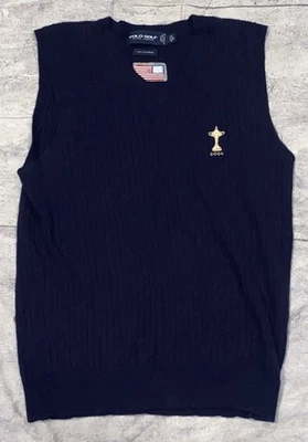 Polo Ralph Lauren гольф 100% кашемир без рукавов жилет свитер вышивка L винтажный - Изображение 1 из 3