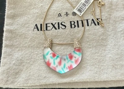 Collar 100% Auténtico Alexis Bittar Patrón Tulipán Lucita y Cristal Tapa Foto 1 de 4