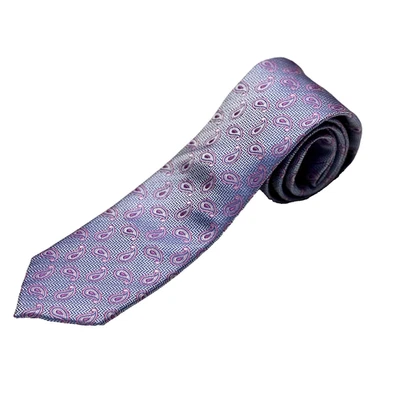 Corbata Tattersall Seda Fucsia Rosa Azul 3 x 60 Paisley Espiga Foto 1 de 4