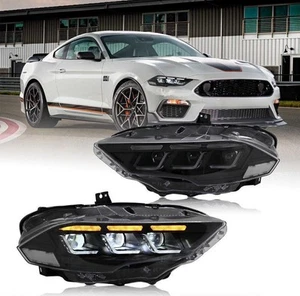 Pair Black LED Headlights Fit For Ford Mustang 2018-2023 Front Lamps Assembly - Picture 1 of 11