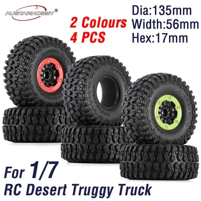 4x Short Course Truck Reifen & Räder 17mm Hex für RC 1/7 Desert Truggy Truck - Bild 1 von 4