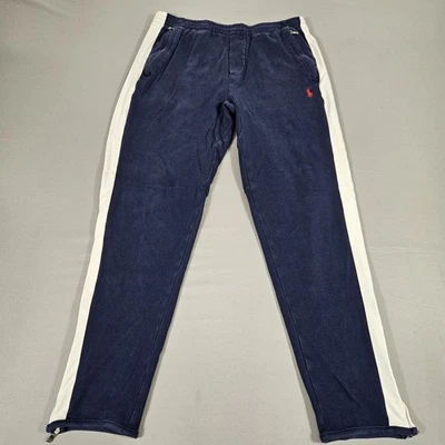 Polo Ralph Lauren Joggers Para Hombres Pequeño Azul Blanco Rayas Tobillo Cremallera Cordón  Foto 1 de 4
