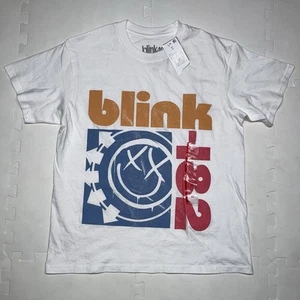 Blink 182 Self Title T Shirt Womens Size XS White Smiley Face Vintage Style - Picture 1 of 5