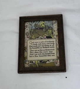 Vintage Antik 20er Jahre Kunst Dekor Mutter Worte gerahmt Gedicht Kunst Lithographie Druck - Bild 1 von 8