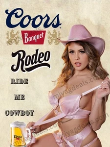 Vintage Style Ride Me Cowboy Beer Poster 18x24 Art Man Cave Bar Garage Decor - Picture 1 of 2