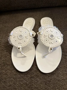Jack Rogers Slip On Sandals Jelly White Size 10 Small Pink Mark See Pictures - Picture 1 of 7