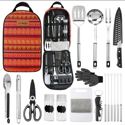 CONJGI  Camping Cooking Utensils Set Bag Camping Tool Portable Storage Bag - Image 1 of 4