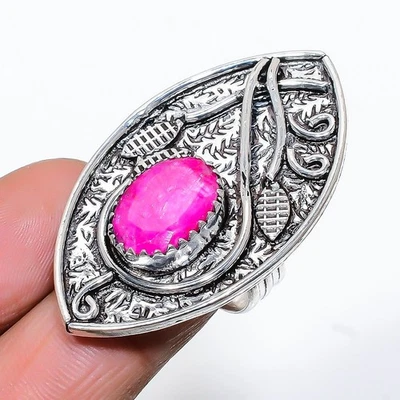 Ruby Simulated Gemstone Handmade 925 Sterling Silver Jewelry Ring Size 7 - Image 1 of 4