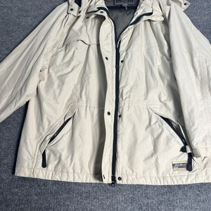 Eddie Bauer Jacket Weather Edge Mens XL Beige Waterproof Hooded Fall Gear - Picture 1 of 17