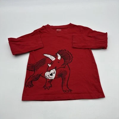 Carters T-Shirt Youth Boy 4T Graphic Dinosaur Red..#30722 - Image 1 of 4