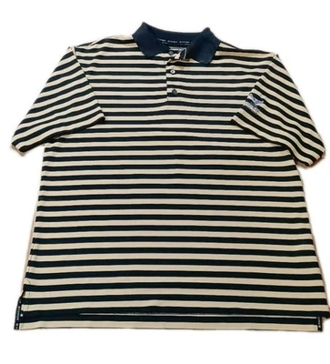 Footjoy FJ Golf Polo Shirt Men Size Large Black & Yellow Stripes Country Club - Image 1 of 4