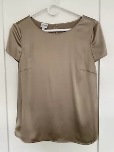 NEW ARMANI COLLEZIONI Beige Silk Blouse Size S ARMANI Silk Top Nude - Picture 1 of 7