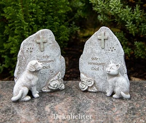 Deko Stein Figur Grab Grabschmuck Spruch Hund Katze 11cm grau Polyresin - Bild 1 von 5