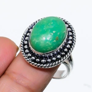 Chrysoprase Gemstone Handmade 925 Sterling Silver Jewelry Ring Size 8.5(US) - Picture 1 of 1