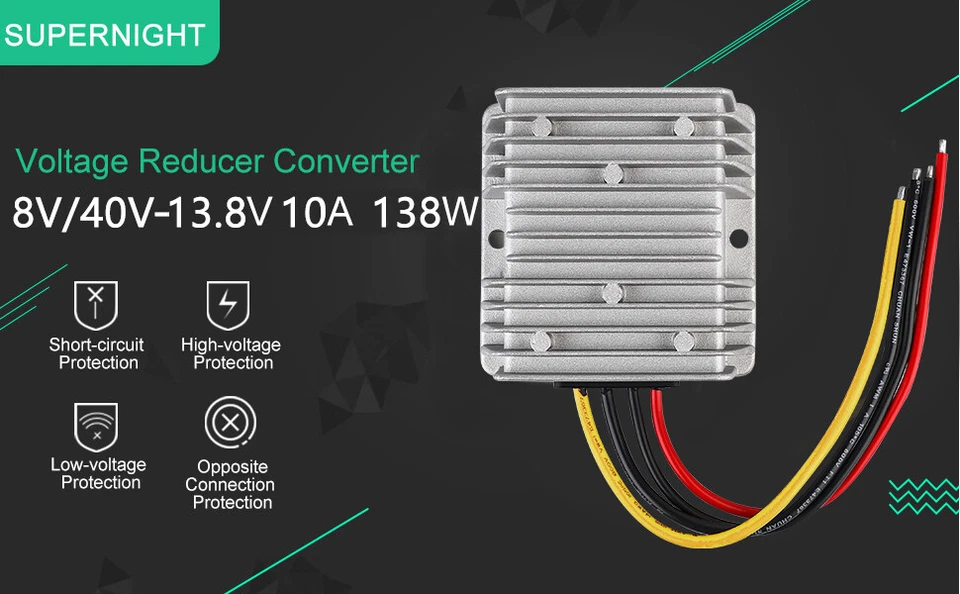 DC 8V-40V a DC 13.8V 10A Buck Boost Convertidor 138W Regulador de Voltaje Impermeable Foto 1 de 4