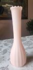Pretty Frosted Pastel Pink & White Single Bud Vase Rose Vase 8 3/4" tall