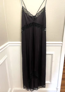 Jenelle Nachthemd schwarz tieflila 1X 2X transparent Chiffon Empirekleid Kleid Spitze - Bild 1 von 12