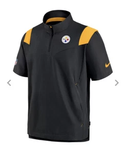 Nike Men's S Pittsburgh Steelers Sideline Coaches Short Sleeve Black Jacket NFL - Picture 1 of 2