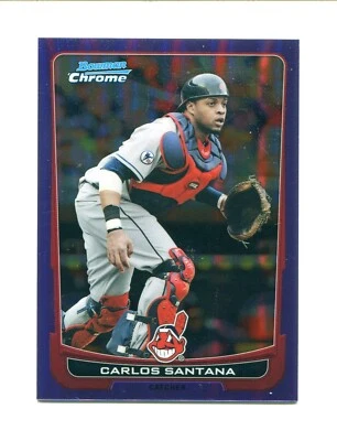 2012 Bowman Chrome Purple Refractor Carlos Santana #51 #D 199/199 LAST CARD - Image 1 of 2