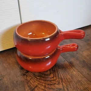 DeSilva Terracotta Soup Crock Bowl with Handle Red Set of 2 Loop Handle - Picture 1 of 11