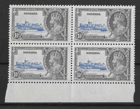 Nigeria 1935 1.5d Silver Jubilee SG30 MNH Block with Margin Cover