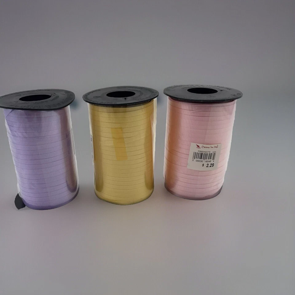 3 Rolls 3/8" x 250 yd Curling Ribbon Pink Hollywood Ribbon Easter USA NOS - Image 1 of 4