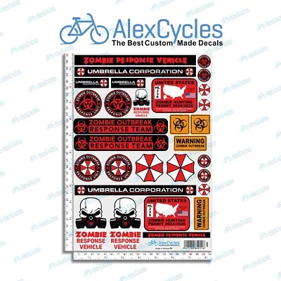 Body Axial SCX10 Wraith Crawler RC R/C 1:10 Scale ZOMBIE Decals Stickers Set - Image 1 of 2