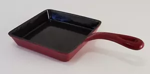 Old Mountain Cast Iron Square Skillet Red Emamel Small 5.5"x5.5" - Picture 1 of 9